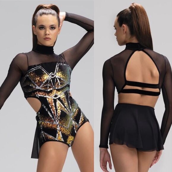 Weissman elite dance solo costume black velvet sequin Baby I'm Yours 14584 SA - Picture 1 of 13